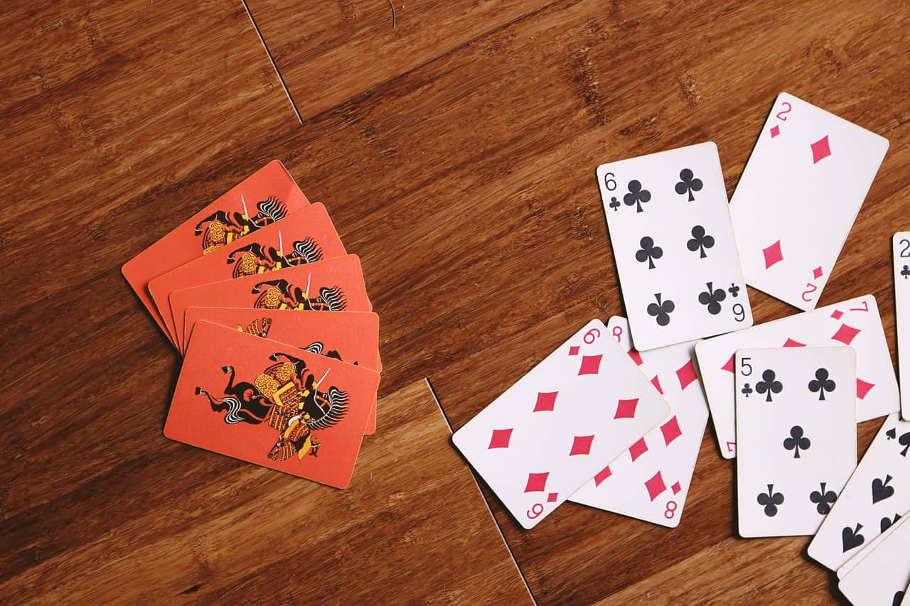 Two decks of cards side by side on a table